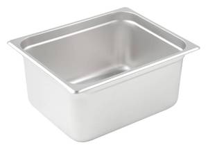 lot 15990 image: Winco Anti-Jamming Steam Pan, Half-Size x 6-Inch, Standard Weight,Stainless Steel,Medium