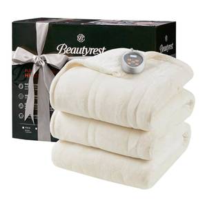 lot 15994 image: Beautyrest Heated Blanket, Electric Blanket, Soft, Warm, Reversible Plush - Sherpa Heating Blanket with 20 Heat Settings, 1-10 hrs Timer Auto Shut Off, Machine Washable, Twin (84 inx62 in), Ivory