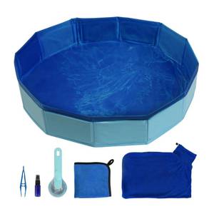lot 16039 image: Goblfu Bearded Dragon Foldable Bath Pool with Bath Brush, Bathrobe, Towel, Spray Pot and Tweezer, for Puppy Small Dogs Cats (Blue, 20 x 3.6inch)