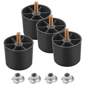 lot 16056 image: Masendelk M8-1.25 Metric Thread Bolts Plastic Furniture Legs 2 Inch Black Round Tapered Sofa Feet with T-Nuts - Couch Feet Replacement - Couch Legs Set of 4