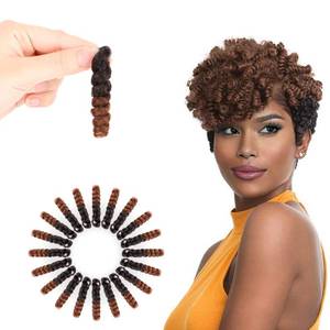 lot 16083 image: MIMAN 5 Packs 10 Inch Short Crochet Hair Braiding 8MM Curly Crochet Braids Synthetic Hair Extensions for Women DIY Mohawk Afro Braided Hairstyle (Black to Brown #1B30)