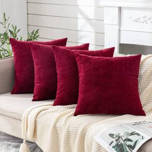 lot 16089 image: GAWAMAY Decorative Square Throw Pillow Covers 18x18 Inch Set of 4, Super Soft Chenille Pillows Cover Fall Pillowcase for Living Room Bedroom Sofa Couch Cushion Cover Burgundy Red 45x45cm