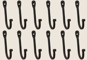lot 16120 image: Colonial Tin Works Vintage Hand Forged Iron Classic Early American Plain Hook Black (Set of 12)