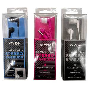 lot 16143 image: AE510 3.5 mm Vibe Comfort Plus Wired Earbuds with Stereo Sound In Assorted Colors - Pack of 4