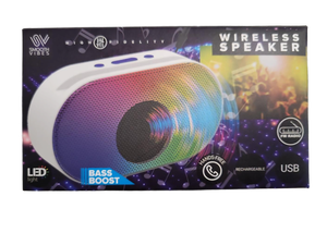 lot 16144 image: LED Wireless Bluetooth Speaker with Bass Boost and FM Radio