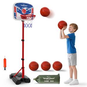 EagleStone Kids Basketball Hoop with Stand, Adjustable Height Basketball Set Toddler Toys for Boys and Girls Age 3-12, Indoor Outdoor Backyard Sport Game Gift with Sandbag for Stability