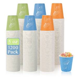lot 17615 image: LITOPAK 1200 Pack 5 oz Paper Cups, Colorful Samll Disposable Paper Bathroom Cups for Parties, Travel, and Events