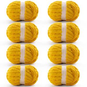 lot 17624 image: 8 Pack Chunky Yarn for Crocheting & Knitting, Soft Blanket Thick Chenille Yarn - 28 Yds7.7 Oz Each Skein (Golden Yellow)