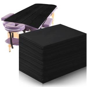 lot 17625 image: Tatuo 50 Pieces 31 x 70 Inches Disposable Bed Sheets Waterproof Bed Cover Massage Table Sheet Non-woven Fabric for Spa, Lash, Beauty Salon, Waxing, Hotels(Black)