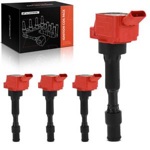 lot 17629 image: A-Premium Engine Ignition Coil Pack Compatible with Hyundai Elantra 2015-2020, Sonata 2015-2019, Veloster 2019-2021, Kona 2018-2021 & Kia Soul, Optima, Forte, Seltos, Forte Koup, Red, Set of 4