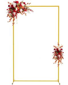 lot 17641 image: Aseem 6.6FTx4FT Gold Wedding Arch Backdrop Stand Square Metal Rectangular Arch Frame for Ceremony Party Birthday Bridal Baby Shower Anniversary Arbor Balloon Decoration