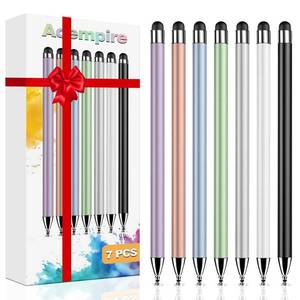 lot 18079 image: Stylus (7 Pcs), 2-in-1 Stylus Pen for Touch Screen, High Precision and Sensitivity, Suitable for iPadiPhoneSamsungAndroid Smartphone and Tablets, Compatible with All Touch Screen (Multicolor)