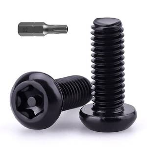 lot 18082 image: (25 pcs) M6-1.0 x 16mm Button Head Torx Drive Machine Screws, Stainless Steel 304 (18-8) Security Screws, Anti-Theft Tamper Proof, Black Coated, T30 Drive Bit Included