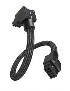 lot 18443 image: EZDIY-FAB UNIFAS ARGB 8-Pin GPU Extension Cable,16AWG 90° Right-Angle PCIe PSU Power Extension, 5V 3-Pin RGB Sync, Unified Cable Design, Single 8-Pin Only,Black-RVS