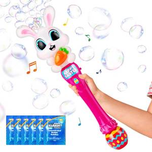lot 18461 image: Sloosh Easter Bunny Bubble Wand for Kids Ages3, Light Up Automatic Bubble Maker with LED & Sound Effect for Toddler, Birthday Party Gifts, Outdoor, Easter Basket Stuffers
