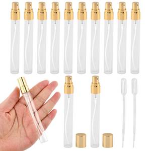 lot 18465 image: Rinelavie 20Pcs 5ml10ml Glass Perfume Spray Bottles with 2 Droppers, Refillable Mini Perfume Bottle, Gold Empty Per-fume Bottles for Travel(COLOR10ml)