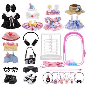 lot 18468 image: Clothes for Labubu, 23-piece Clothes and Accessories Set Designed for Labubu Doll Clothes, Includes Display Bag, Clothes Rack, Headphones, Camera, Glasses, Shoes, and 6 Mini Accessories - Style B