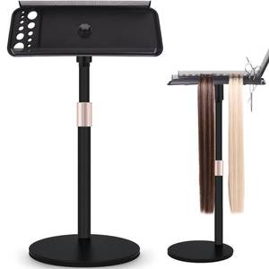 lot 18471 image: Hair Extension Holder Braiding Rack Stand - Adjustable Height Tripod Hair Organizer for Braiding Hair, Wigs, Extensions, Tinsel & Bangs  Portable Storage Display for Salon, Barber Shop & Home Use
