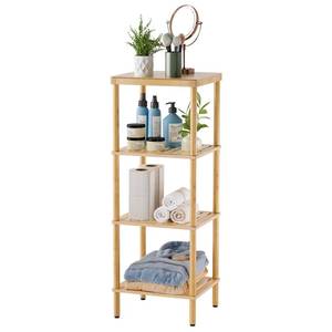 lot 18481 image: AmazerBath Bamboo Bathroom Shelf, 4-Tier Bathroom Storage Shelf, Multifunctional Storage Rack for Living Room Bedroom Kitchen, Space Saver