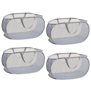 lot 18484 image: Rubruan 4 Piece Popup Mesh Laundry Basket Durable Handles Collapsible Laundry Baskets Folding Clothes Pastic Hamper for Laundry Room College Dorm (Gray)