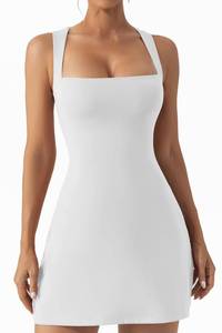 lot 18488 image: QINSEN Plus Size Womens Sleeveless Tank Top Double Lined Bodycon Mini Dress Outfit Off White XL