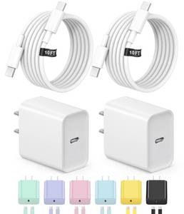 lot 18495 image: 10FT iPhone 17 16 15 Charger Fast Charging USB C Charger Block Type C Chagrer Fast Charging 2-Pack for iPhone 1717 Plus17 Pro17 Pro MaxiPhone 1616 Plus16 Pro16 Pro Max1515 Pro MaxSamsung