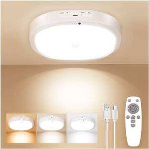 lot 19019 image: KNHUOS Rechargeable Motion Sensor Ceiling Light Indoor, Cordless Closet Light with 10000mAh Battery, 3 Color Temperatures, 550LM Motion Activated Light for Closet,Shower,Stairs,Pantry,Remote Control