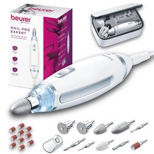 lot 19029 image: Beurer MP62 Professional Nail Drill Kit, Portable Electric File Machine with 10 Attachments & 10 Sanding Bands, Efile Dremel for Acrylic Gel Manicure and Pedicure, LED Light, with Storage Case