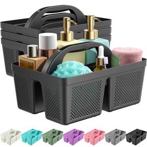 lot 19032 image: MLIKLU 4 Pack Portable Shower Caddy, Integrated Handle, Reinforced Plastic, Organizer Storage Bathroom Supplies and Beauty Products, Cleaning Supplies, Shower Basket for Home, Dorm, Shelf and Cabinet