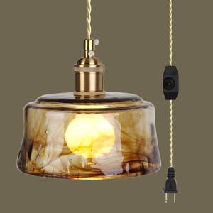 lot 19037 image: Sedelan Plug in Hanging Light, Glass Hanging Lights with Plug in Cord��Dimmable Pendant Lights Kitchen Island, Vintage Pendant Light Fixtures for Living Room Bedroom Hallway