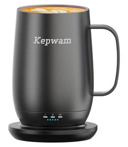 lot 19045 image: Kepwam Heated Coffee Mug T2-Plus, 20oz Leading Large Capacity Self Heating Mug, Up to 8 Hrs Battery & Hot Up to 149��, Smart Coffee Mug for Women, Men