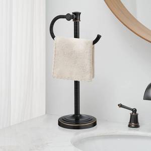lot 19055 image: BESy 17 Inch Oil Rubbed Bronze Stand Towel Bar Hanger Hand Towel Bar Bathroom Vanity Countertop Towel Holder Free Standing Stainless Steel Towel Ring Hardware Accessories Towel Rack