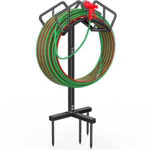 lot 19058 image: Qatsrin Super Stable Garden Hose Holder, Removable Water Hose Holders Stand Holds 150-Feet Hose, Detachable Hose Storage Hanger Rack for Outside Yard Lawn Farm, Black