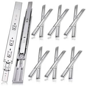 lot 19065 image: 14 inch Drawer Slides 6 Pairs (12pcs) Soft Self Close 3 fold Full Extension Ball Bearing Cabinet Drawer Glides Side Mount for Dresser, Cabinet, Kitchen 100 LB Capacity 14 Silver