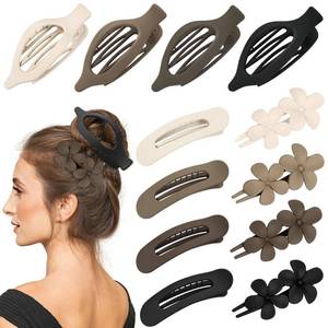 lot 19067 image: 12 Pcs Neutral Colors Flat Hair Clips, YINGFENG Flat Claw Clip for Women, Matte Non-Slip Flower Claw Clips for Thin Thick Hair, Suitable for Women and Girls Wedding Party Accessories