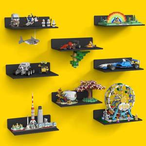 lot 19995 image: BlissBox 8-Pack Large Display Shelves for Wall Compatible with Lego Building Bricks, 11.3x6.3inch Dual-Sided 36x20 Studs for Brick Display and Storage, for Medium & Large Brick Builds, Black