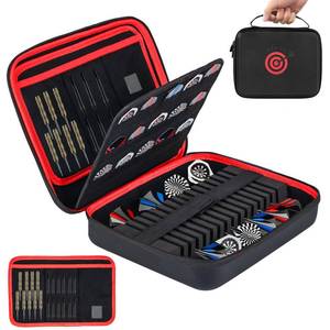 lot 20000 image: Lebared XXL Large EVA Hard Shell Dart Case for 15Darts, 30 Flights, Shafts & Accessories with Carry Handle, Darts Case with Soft Pad & Mesh Bag for Steel or Soft Tips, Dart Bag Bar Game, Travel -Red