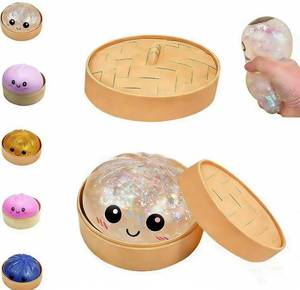 lot 20006 image: Dumpling Squishies,Glitter Dumpling, Glitter Squishy with Box,Easter Basket Stuffers (White)