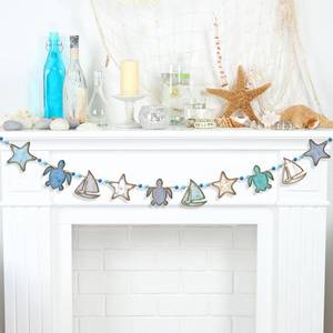 lot 20010 image: Cinnvoice Coastal Sea Turtle and Starfish Garland Vintage Sailboat Banner Ocean Coastal Nautical Party Decoration DIY Turtle Birthday Hanging Bunting Ornament for Beach Wedding Home Sea Decor