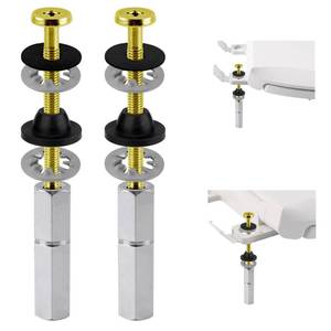 lot 20017 image: Hibbent 2 PCS Universal Toilet Seat Bolts Kit, Heavy Duty Solid Brass Toilet Bolts with Extra Long Stainless Steel Downlock Nuts Rubber Washers Gaskets, Easy to Install - Bathroom Toilet Repair Screw