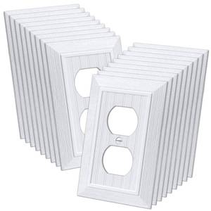 lot 20033 image: (10 Pack) CML Classic Single Duplex Beadboard Wall Plate, 1-Gang Vintage Outlet Covers, Retro Wood Grain Design White Switch Plates, Standard Size 3.15X 4.87, Impact Resistant
