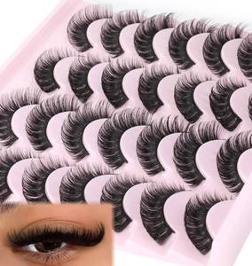 lot 20037 image: False Eyelashes Russian Strip Lashes Volume Fake Eyelashes Extension D-Curly Wispy Handmade Soft Reusable 14 Pairs Lashes Pack