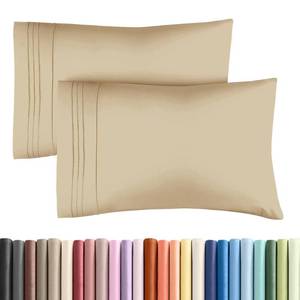 lot 20445 image: Queen Pillow Cases Set of 2 - Ultra Soft Hotel Quality Pillowcase Covers - Comfy, Cozy & Wrinkle Free - Shrinkage, Stain and Fade Resistant - Machine Washable Pillow Protectors - 2 Piece Set - Beige