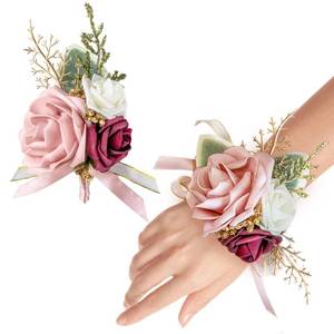 lot 20461 image: YSOJMAN Blush Pink Wrist Corsage Wristlet and Boutonniere Set for Wedding Bridesmaid Mother Grandmother for Bridal Shower Wedding Artificial Roses Flower Prom