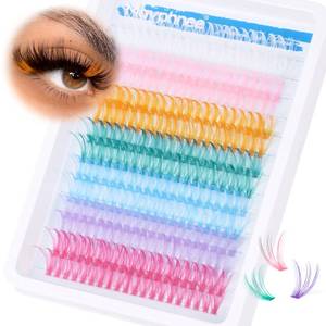 lot 20471 image: Colored Lash Extension Individuals 280 Pcs Colored Eyelashes Clusters 7 Colors Wispy 16MM 18MM Colorful Eyelash Extensions DIY at Home by Mavphnee