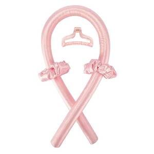 lot 20475 image: Heatless Curling Rod Headband No Heat Silk Ribbon Curling Rod Hair Roller Curls with Hair Claw Clip Lazy Natural Soft Wave DIY Hair Rollers Styling Tool for Sleep in Overnight (Pink)
