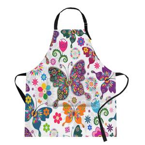 lot 20493 image: Britimes Apron Home Kitchen Cooking Baking Gardening for Women Men With Pockets Floral Colorful Butterflies Flowers Romantic 32x28 inch