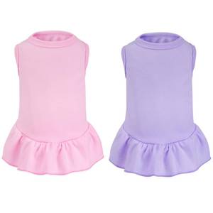 lot 20494 image: 2 Pcs Dog Dresses Cat Skirt Solid Color Dog Clothes Summer Sleeveless Puppy Girl Clothes for Small Pet Dogs Cats (Pink,Light Purple, Large)