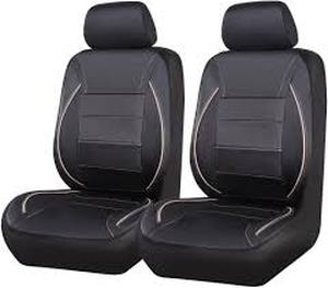 lot 5536 image: CarPass Universal Fit Two Front Car Seat Covers Black and Beige