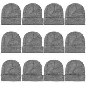 lot 6408 image: Kids Warm Knit Hat Gray 12 pack size M